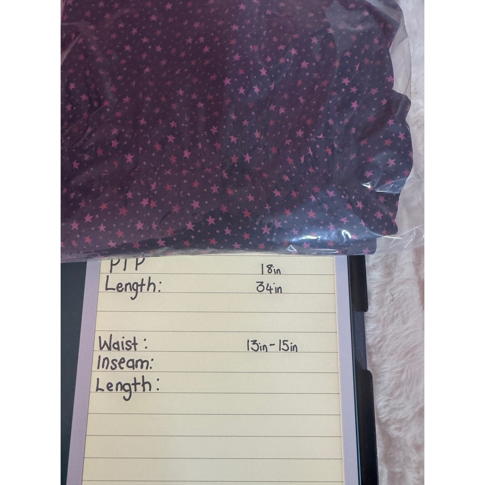 Navy Blue Pink Star Print V-Neck Long Sleeve Mini Dress Elastic Waist Womens S - Picture 5 of 5